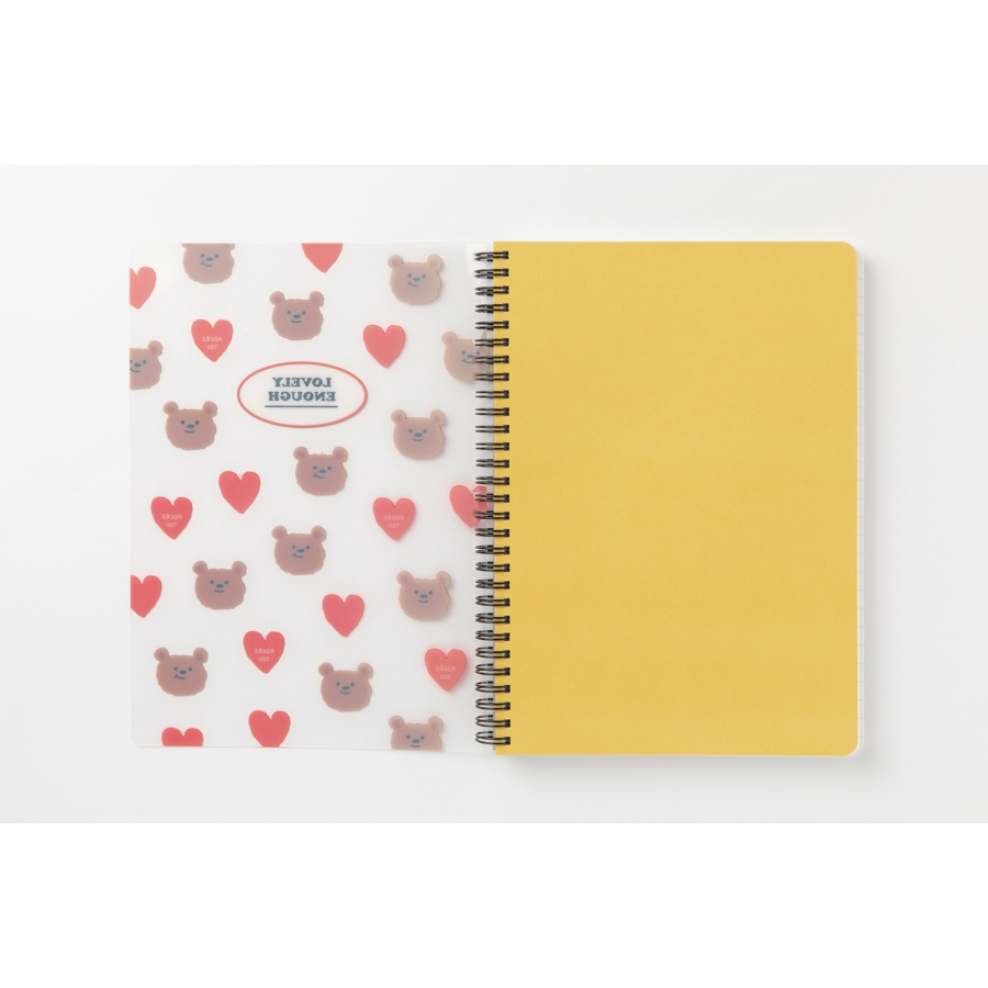 Sổ Tay Lò Xo ARTBOX Hàn Quốc Bìa PP Màu Vàng Hình Gấu Teddy