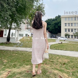 Đầm - váy hai dây hoa dập ly