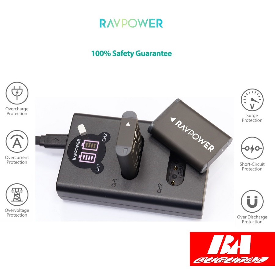 Bộ Pin Sạc Sony NP-BX1 Ravpower RP-BC1001 cho máy ảnh ZV-1 DSC-RX1RM2 RX1R II DSC-RX100 RX100M2 RX100M3 WX500 X1000V....