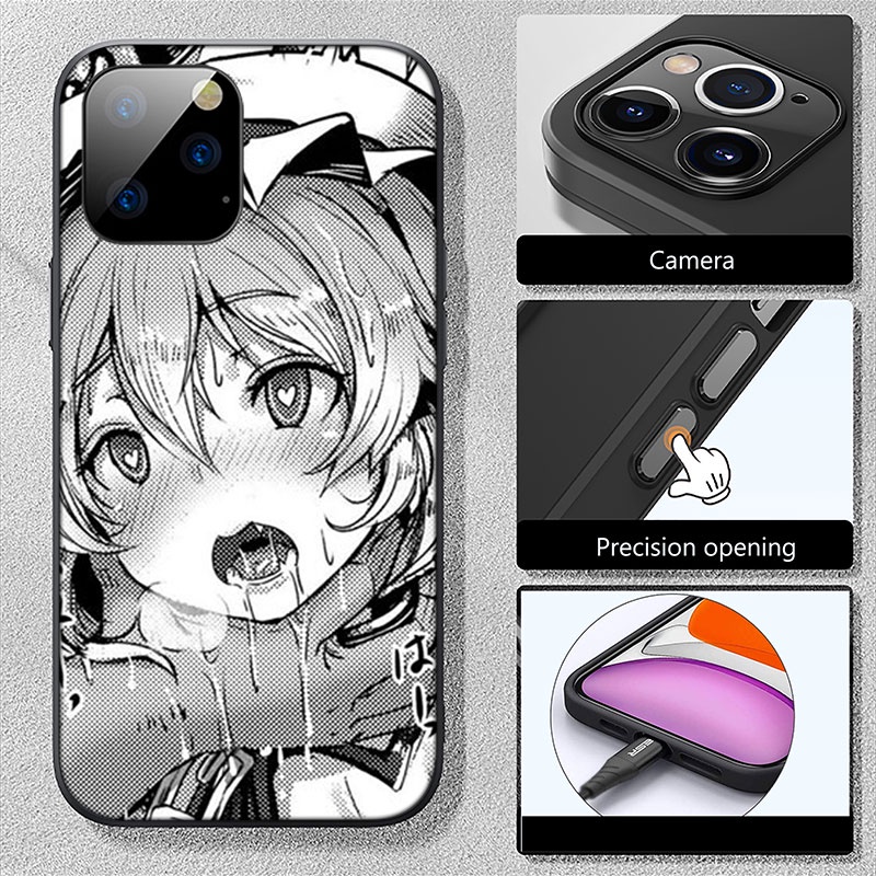 Ốp điện thoại silicon mềm in hình cô gái anime Ahegao thích hợp cho iPhone 5 5S 6 6S 7 8 11 Pro Max Plus SE XR DX3