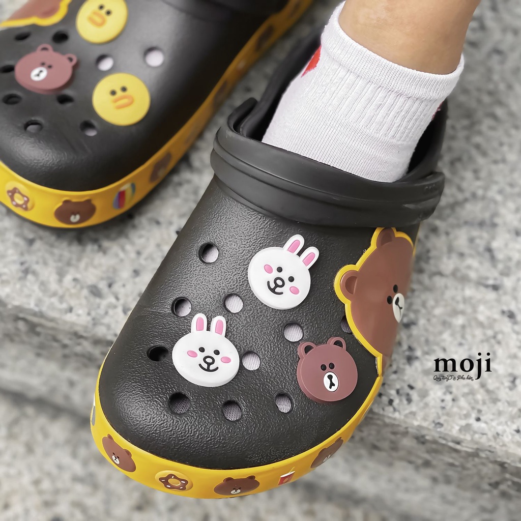 dép Cross cho bé trai và bé gái quai ngang mẫu gấu nâu 1 tặng thêm 6 sticker Cross