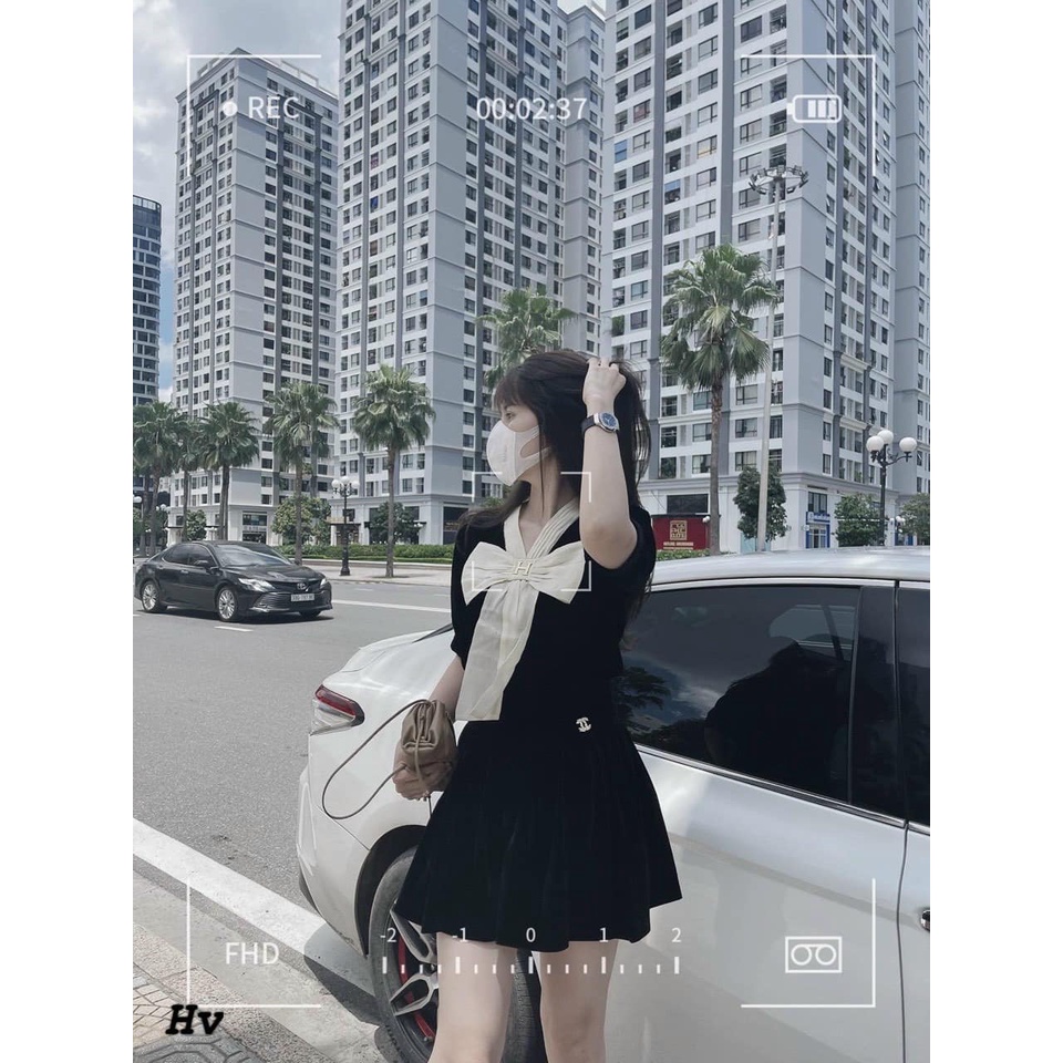 áo nhung tay ngắn nơ voan💞1005495