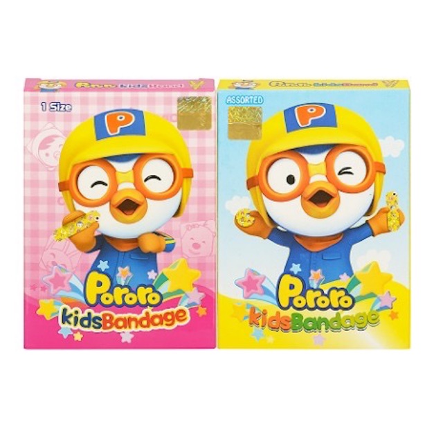 Băng Keo Cá Nhân in hình KIDS BAND Pororo 4 Size Young Chemical hộp 20 Miếng