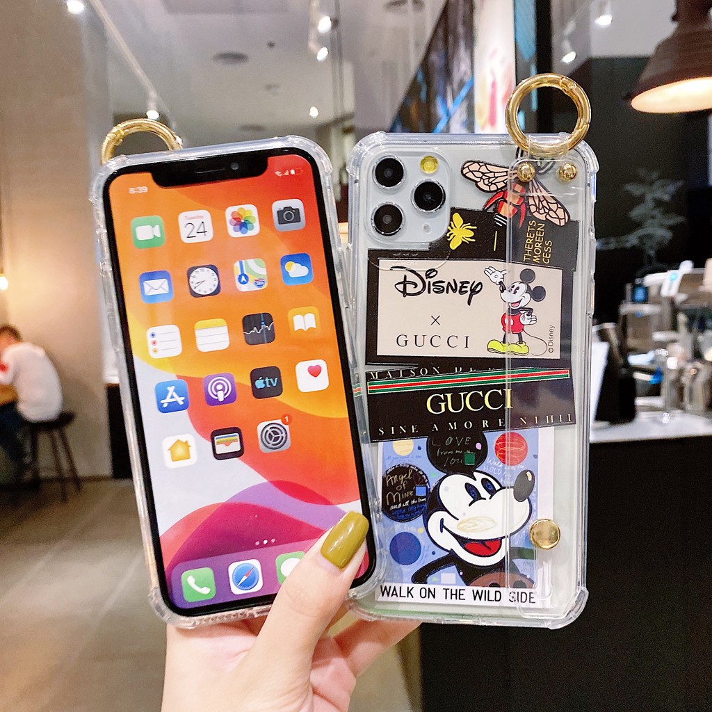 TPU trong suốt iphone 6s 7 8 plus X Xs XR 11 Pro 12 Mini Max Dây đeo cổ tay trường hợp