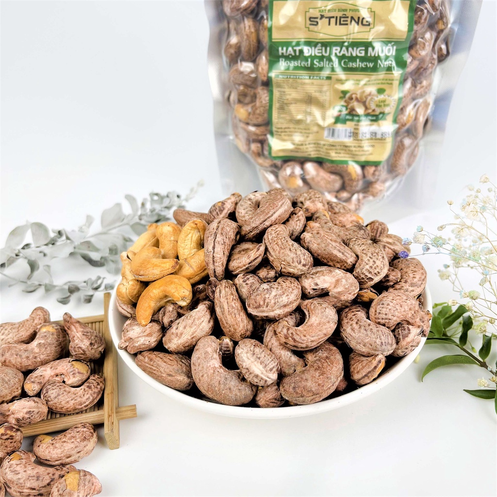 Hạt Điều Rang Muối Nguyên Hạt STiêng loại B Túi Zip 500Gr