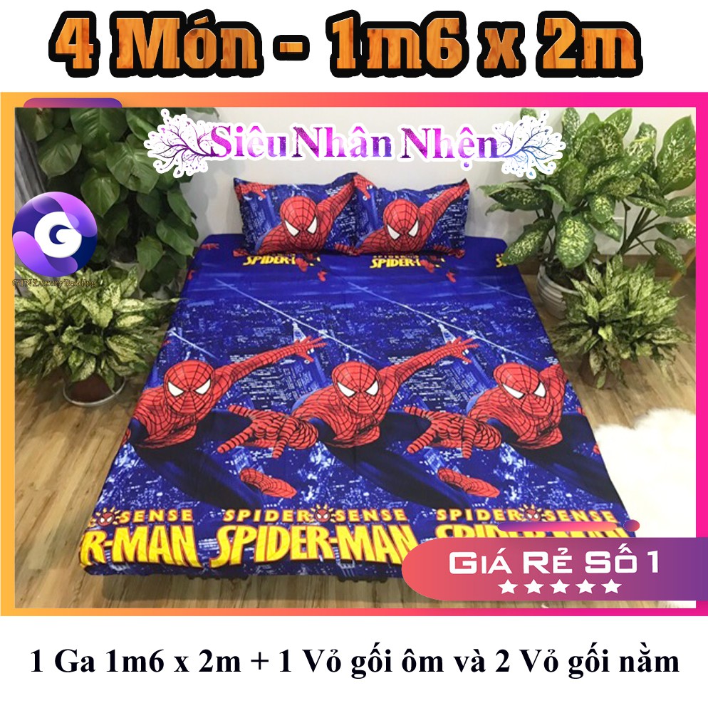 Combo 4 Món Người Nhện Ga và Vỏ gối - 1m6x2m