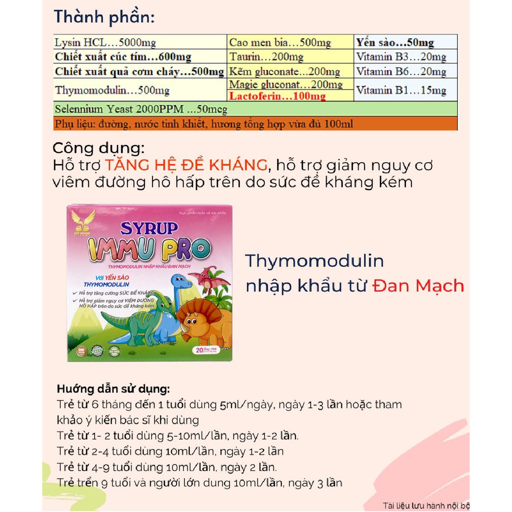 [NGUYÊN LIỆU TỪ ĐAN MẠCH] SIRO ĂN NGON IMMU PRO - GIÚP TRẺ ĂN NGON, HẤP THU TỐT - TĂNG MIỄN DỊCH - GIẢM ỐM VẶT