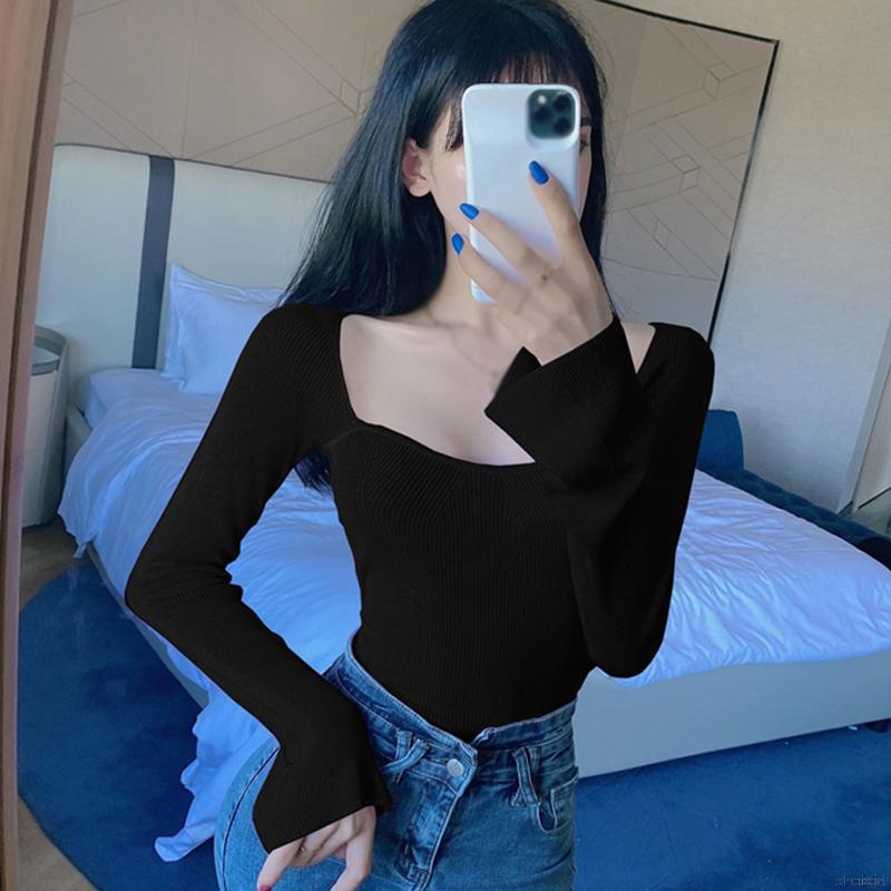 Áo thun tay dài trễ vai thời trang quyến rũ dành cho nữ