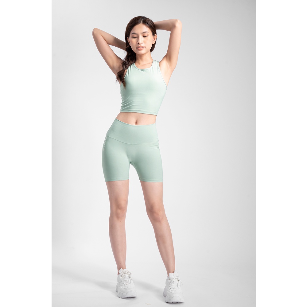 Bộ quần áo tập gym nữ Fitme áo croptop thể thao quần legging đùi chất liệu thun co giãn năng động