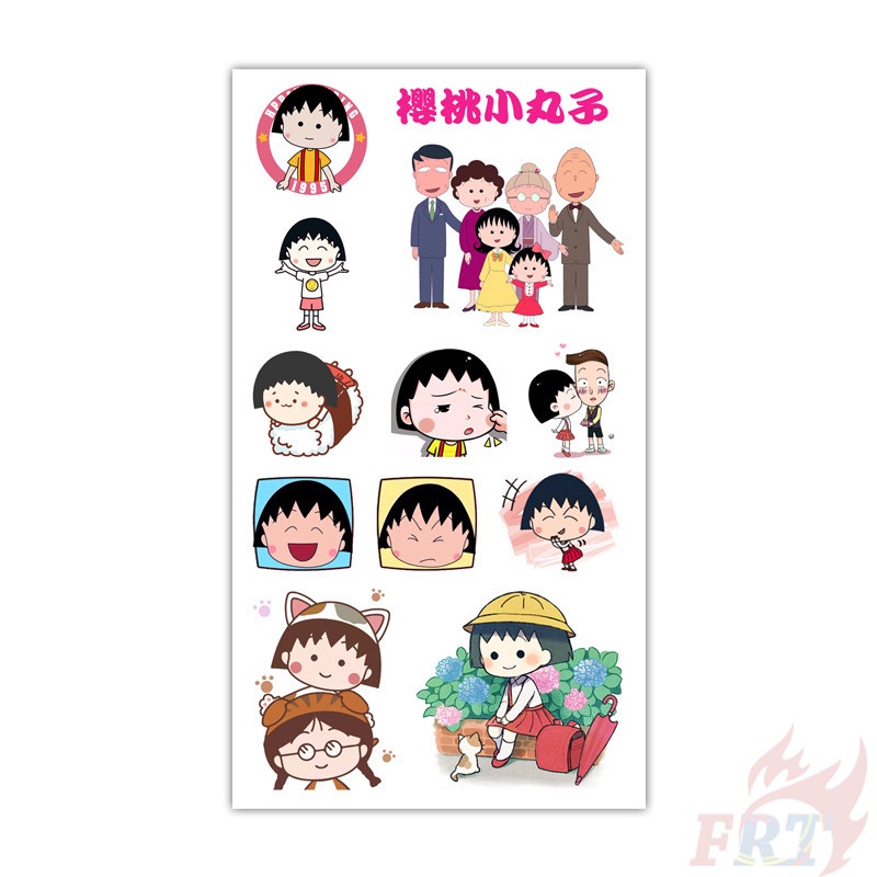 Tờ miếng dán hình xăm tạm thời chống thấm nước hình anime Maruko-Chan chibi đáng yêu thời trang