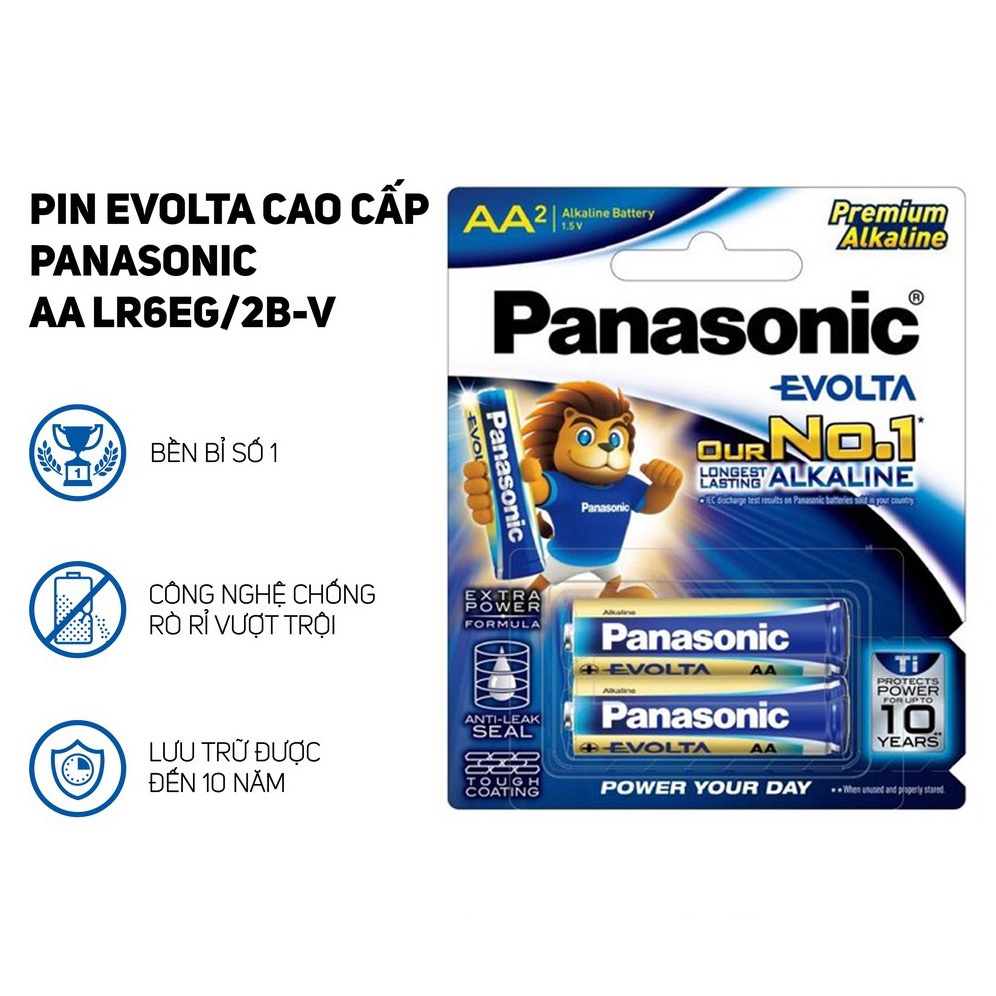 Pin AA Panasonic Evolta cao cấp LR6EG-2B vỉ 2 viên chính hãng