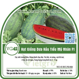 Hạt Giống Dưa Hấu Tiểu Mỹ Nhân F1 Vietgro VG42 (Gói 10 hạt, Gói 20gr)