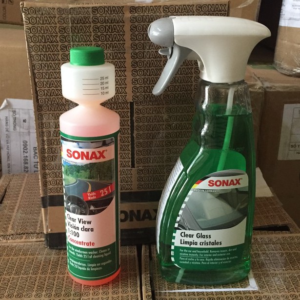 COMBO nước rửa kính và nước lau sạch kính xe ô tô - SONAX 317114 và 338241