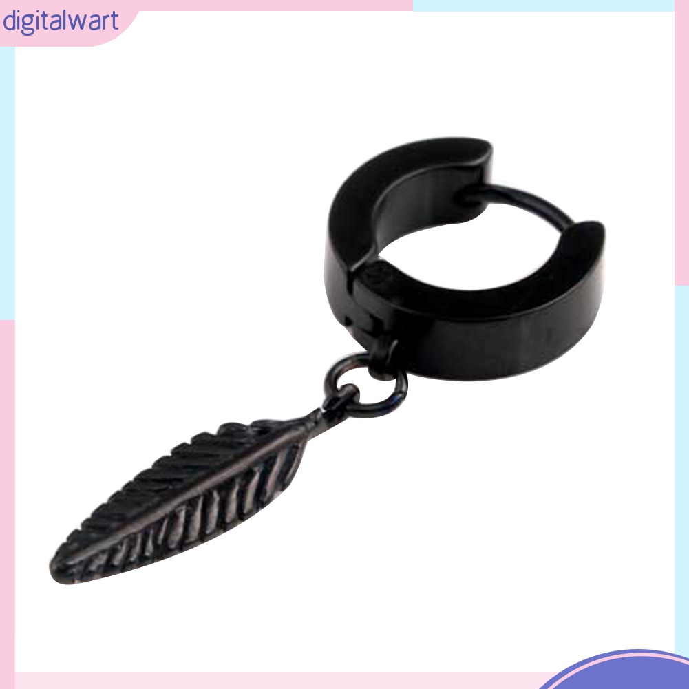 1 Chiếc Bông Tai Hình Lông Vũ Bằng Thép Không Gỉ Cá Tính Dành Cho Nam