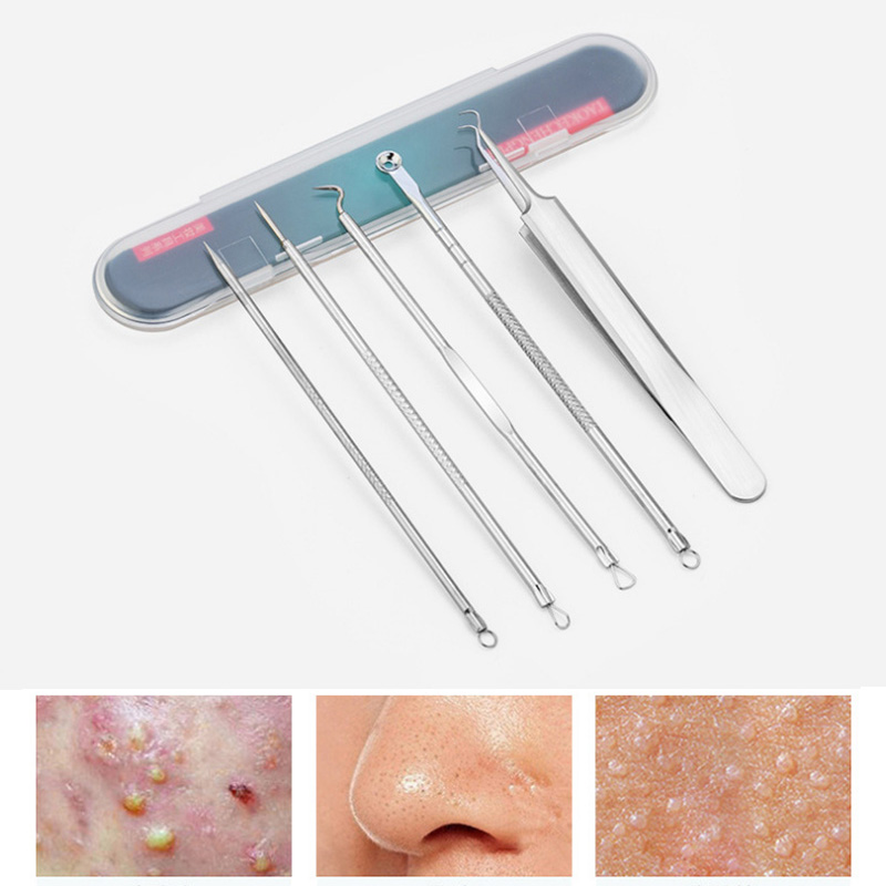 Set 5 dụng cụ nặn mụn đầu đen bằng thép không gỉ tiện dụng