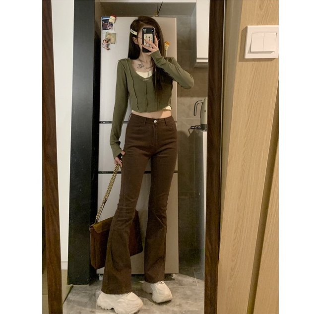 Bộ Áo Dệt Kim Dài Tay Ôm Dáng + Áo Hai Dây Xinh Xắn Dành Cho Nữ