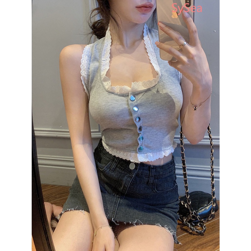 Áo Hai Dây Phối Ren Quyến Rũ Thời Trang Hè Cho Nữ