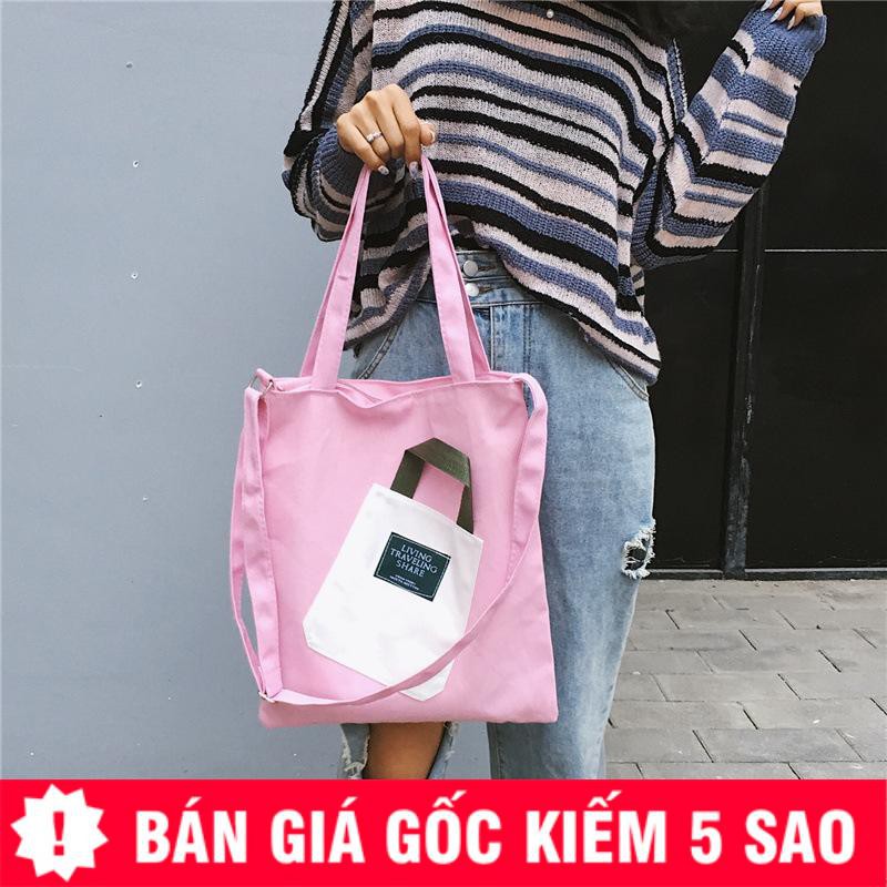 Túi Vải Tote Phối Chiếc Túi Bé Bên Ngoài M1358