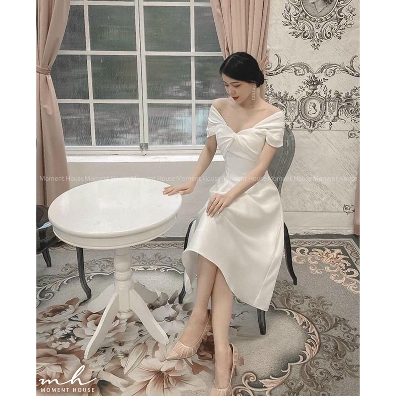 Đầm xòe phối xốp nhún xoắn v1, chân váy chất liệu tafta đứng form, hàng thiết kế phong cách sang chảnh