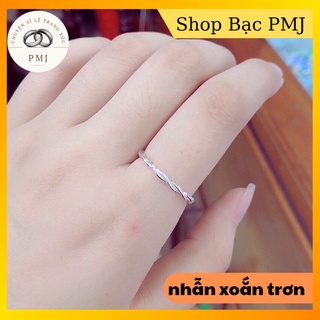 nhẫn xoắn trơn bạc ta,đơn giản sáng bóng,chất liệu bạc 100%,ảnh thật-Bạc Pmj