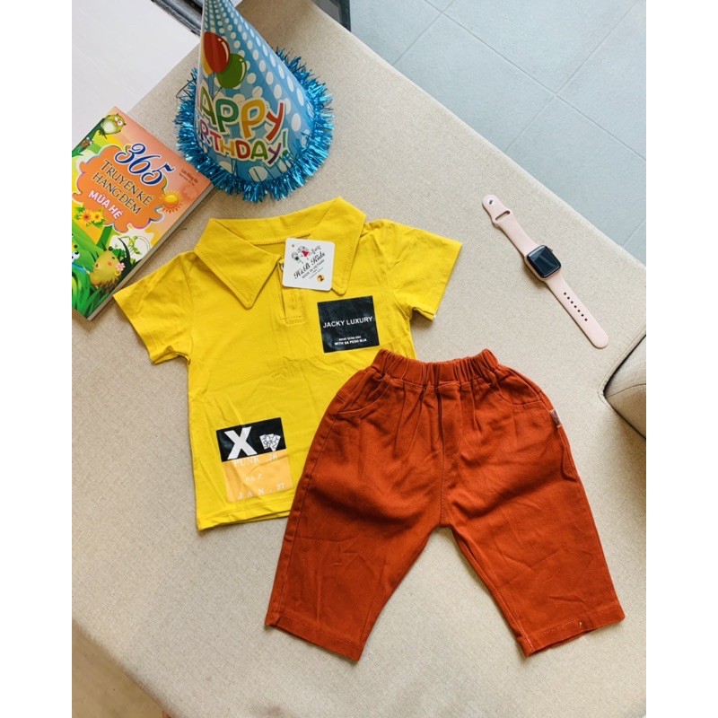 Bộ đồ cộc tay bé trai mùa hè chất liệu cotton đáng yêu (5-20kg) | BigBuy360 - bigbuy360.vn
