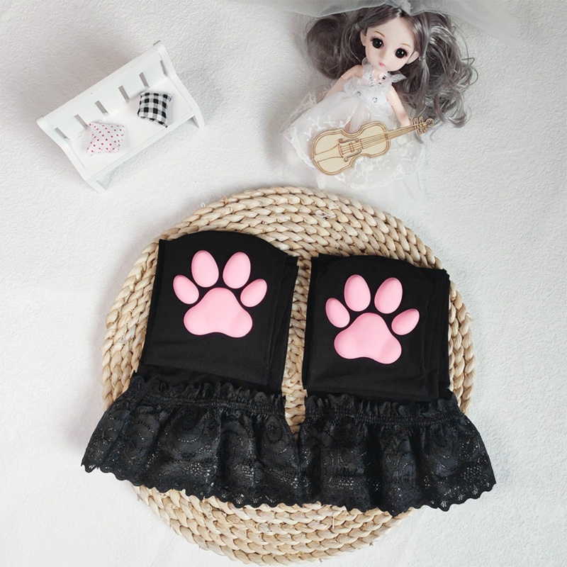 Tất Dài Hình Chân Mèo Phối Ren Phong Cách Lolita Gợi Cảm