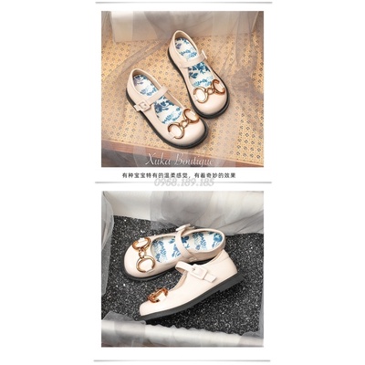 Giày Búp Bê GC Hoa Văn Cao Cấp Bé Gái