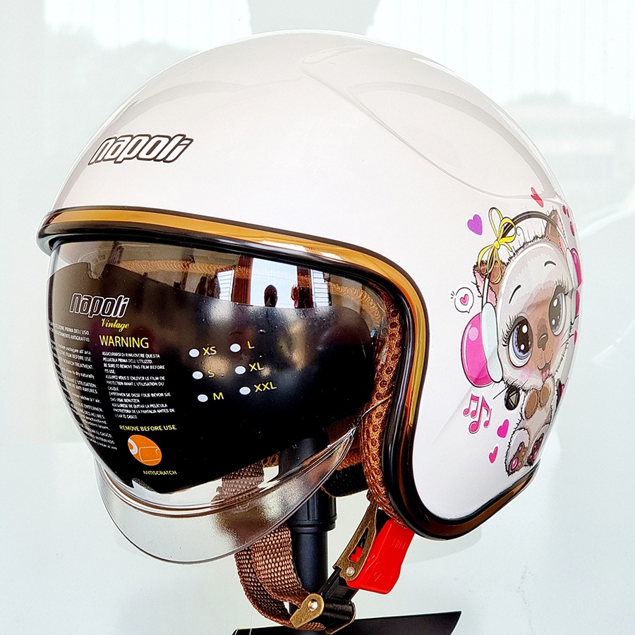 Mũ bảo hiểm trẻ em có kính âm Napoli N189 cao cấp, nón bảo hiểm chụp tai trẻ em size S, M