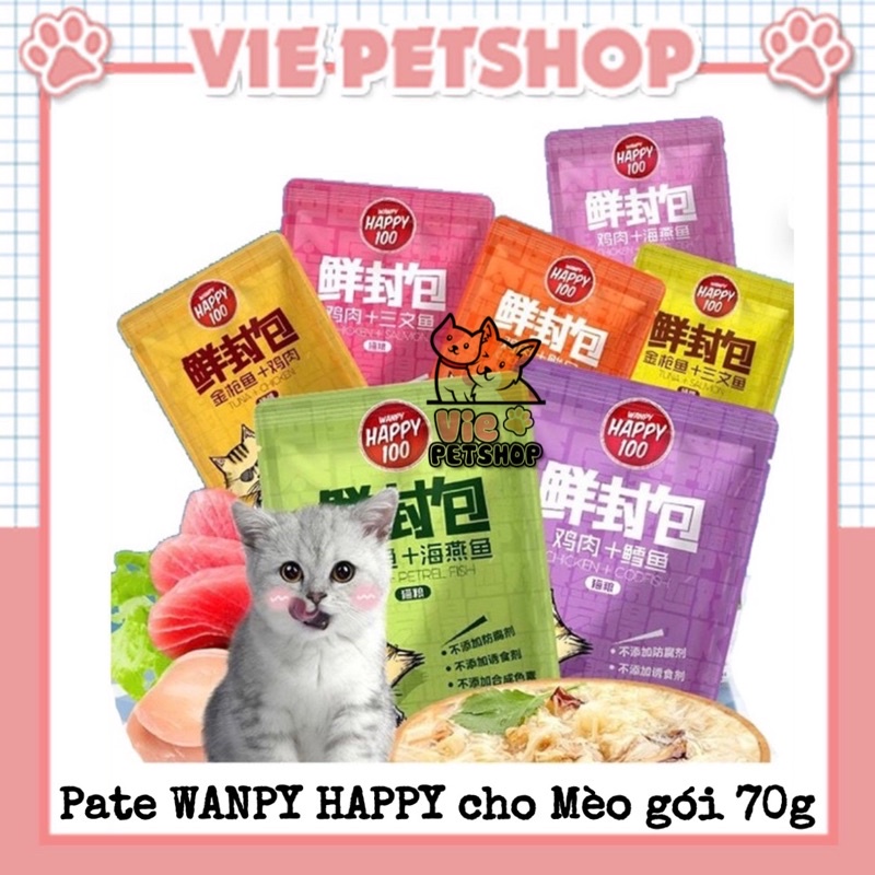 Pate WANPY HAPPY cho Mèo Gói 70gr | Vie PETSHOP