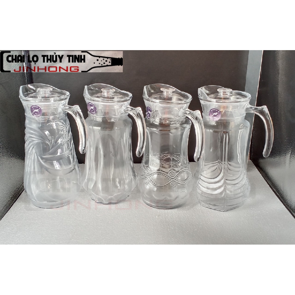 BÌNH THỦY TINH CA QUAI RÓT HOA VĂN 1500ML