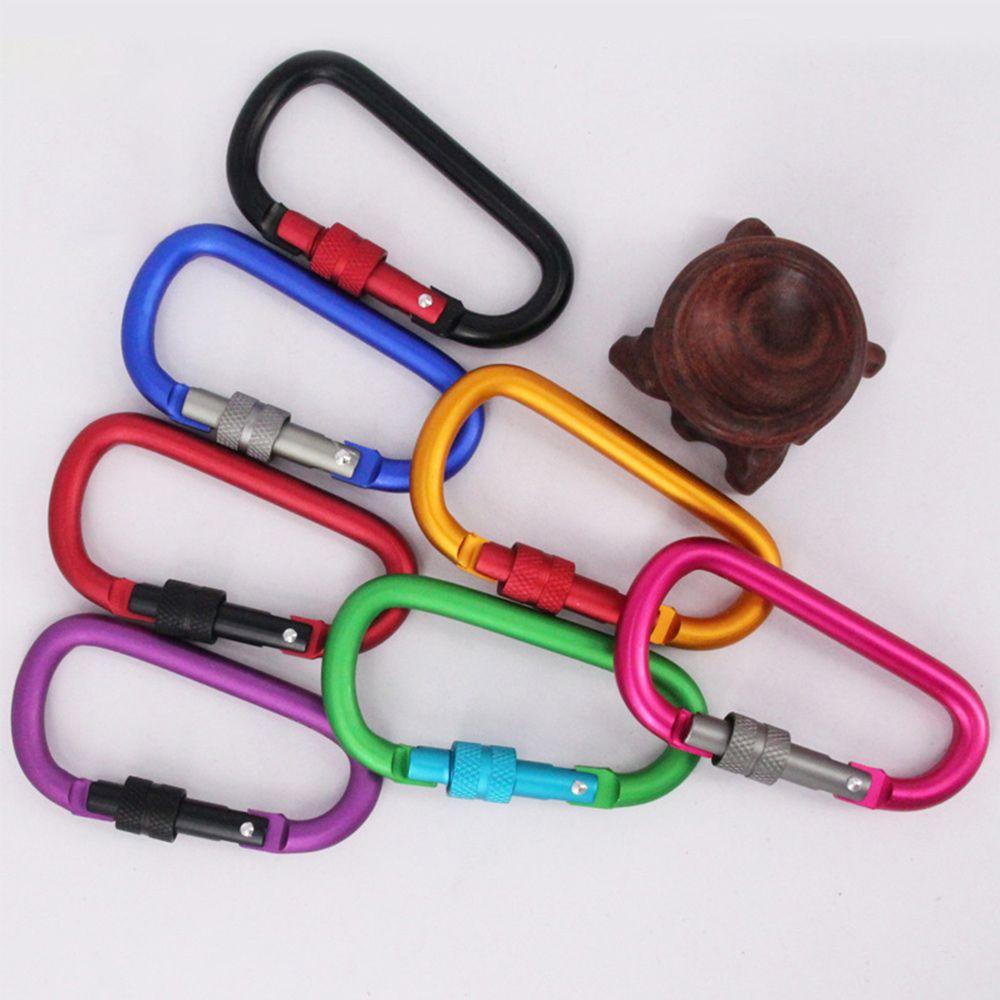 Set 24 3 Móc Khóa Carabiner Bằng Hợp Kim Màu Đen Chất Lượng Cao Dùng Khi Leo Núi