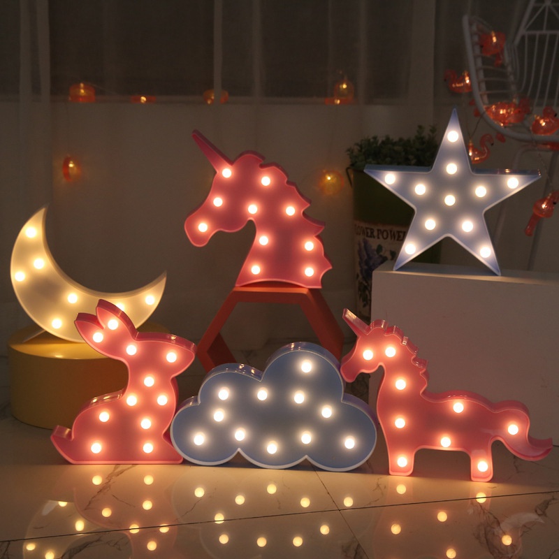 Đèn Led Ngủ Treo Tường Hình Chim Hồng Hạc / Cây Xương Rồng / Đám Mây / Trái Tim / Chim Hồng Hạc Sáng Tạo