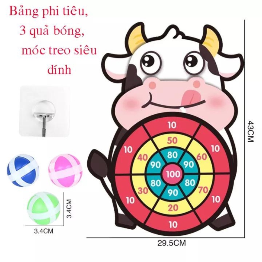 Đồ chơi phi tiêu bằng bóng dính, phi tiêu bóng gai cho bé treo tường hoạt hình ngộ nghĩnh