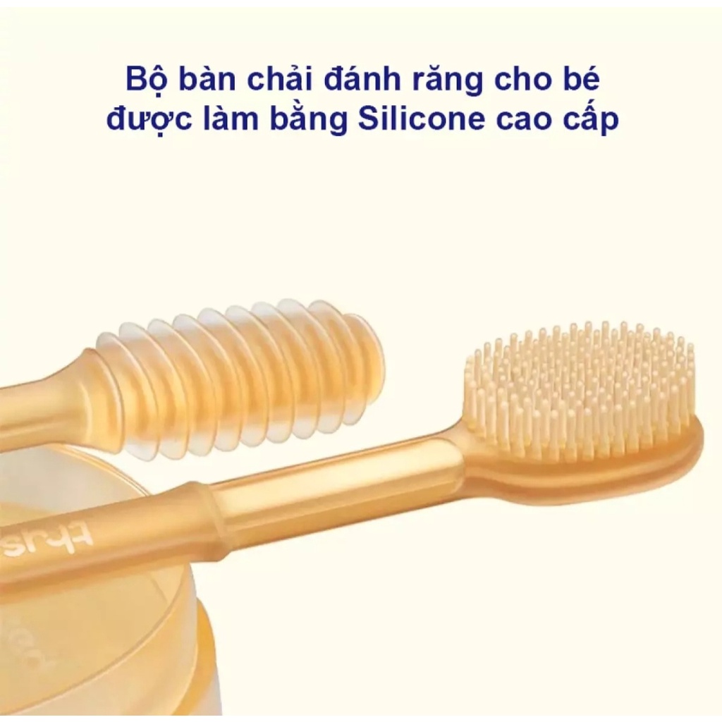 Set rơ lưỡi + bàn chải silicon mềm mại cho bé từ 0-18 tháng