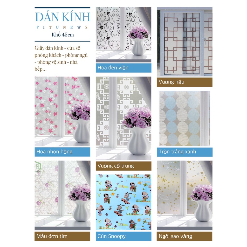 DECAL 1M PVC giấy dán kính mờ ( KHỔ 45CM ) - NHIỀU MẪU DK009 | BigBuy360 - bigbuy360.vn