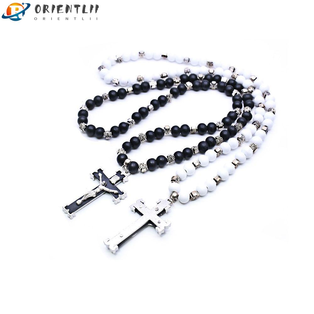 Vòng Cổ Choker Chuỗi Hạt Gỗ Mặt Thánh Giá Phong Cách Rock Gothic Thời Trang Cho Nữ