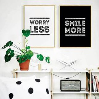 Bộ 2 tranh canvas treo tường " Worry Less - Smile More"