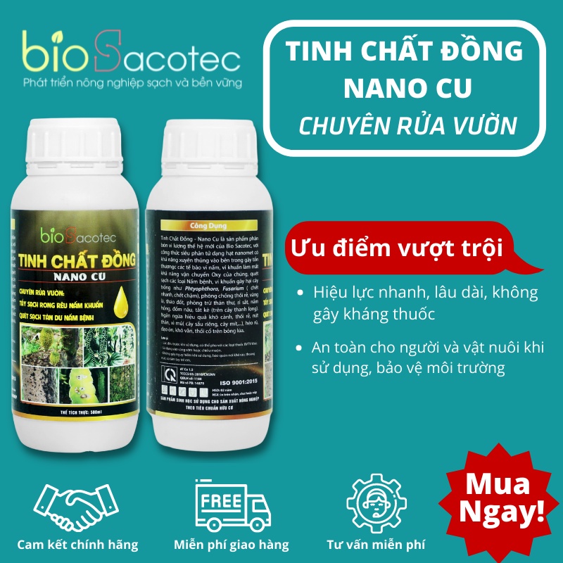 Tinh Chất Đồng Nano Cu chuyên rửa vườn, tẩy sạch rong rêu nấm khuẩn