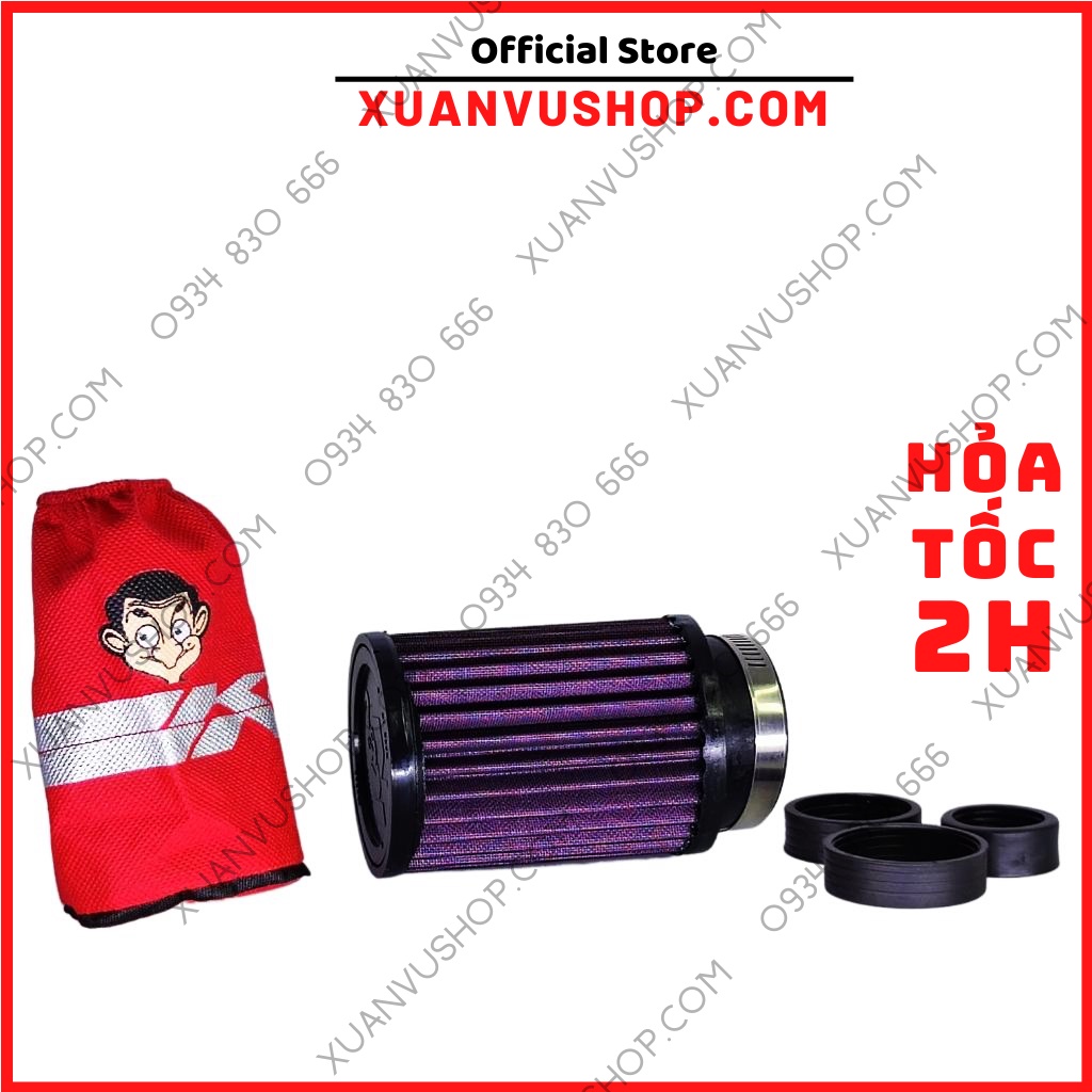 Lọc gió trụ độ KN + áo trùm pô e chống mưa xe sirius wave exciter vario winner satria sonic vision sh dr XUANVUSHOP