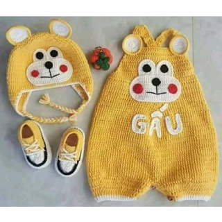 Yếm lửng hình gấu, hàng thủ công bằng len
