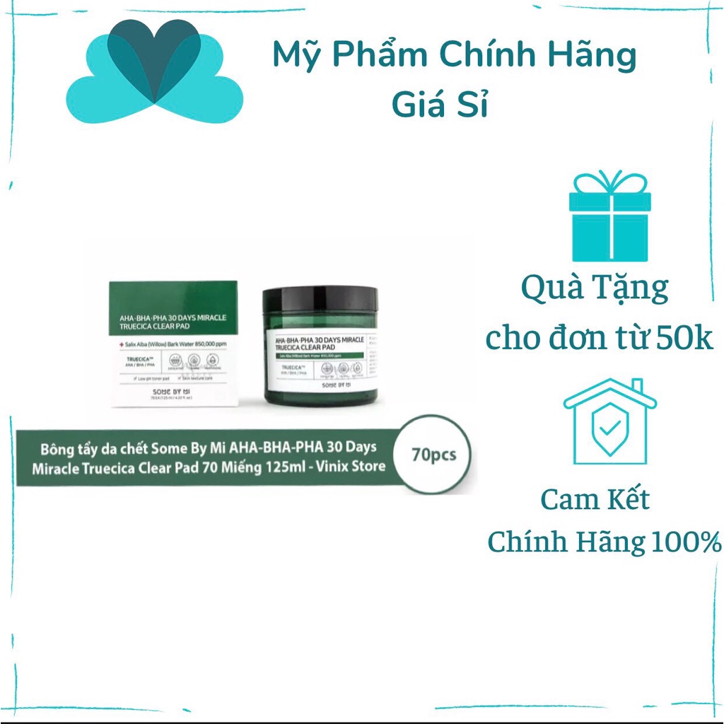 Bông Tẩy Da Chết Some By Mi AHA-BHA-PHA 30 Days Miracle Truecica Clear Pad 70 miếng