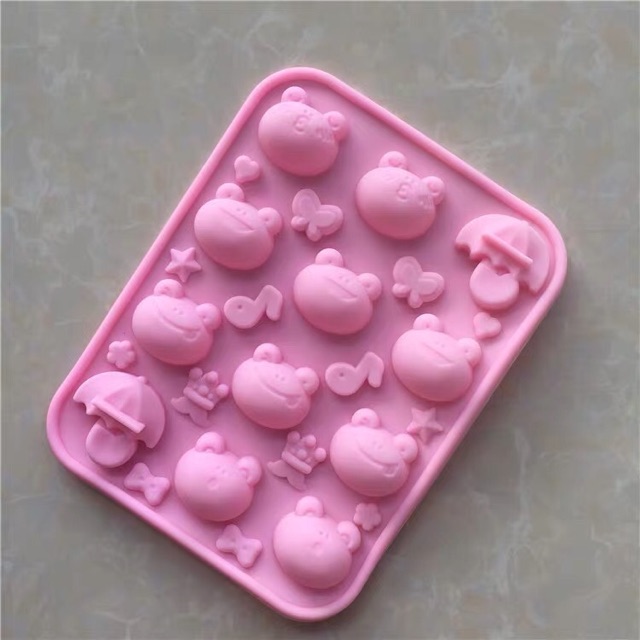 Khuôn silicon mặt gấu và 2 cái ô