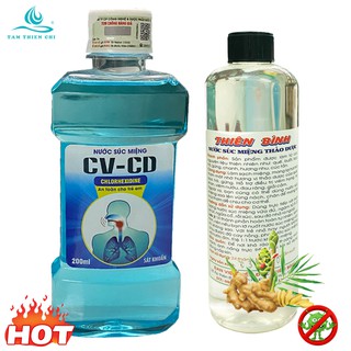 Nước súc miệng CV-CD chính hãng chai 200ml kèm 1 chai nước súc miệng thảo dược Thiên Bình chai 500ml TTC