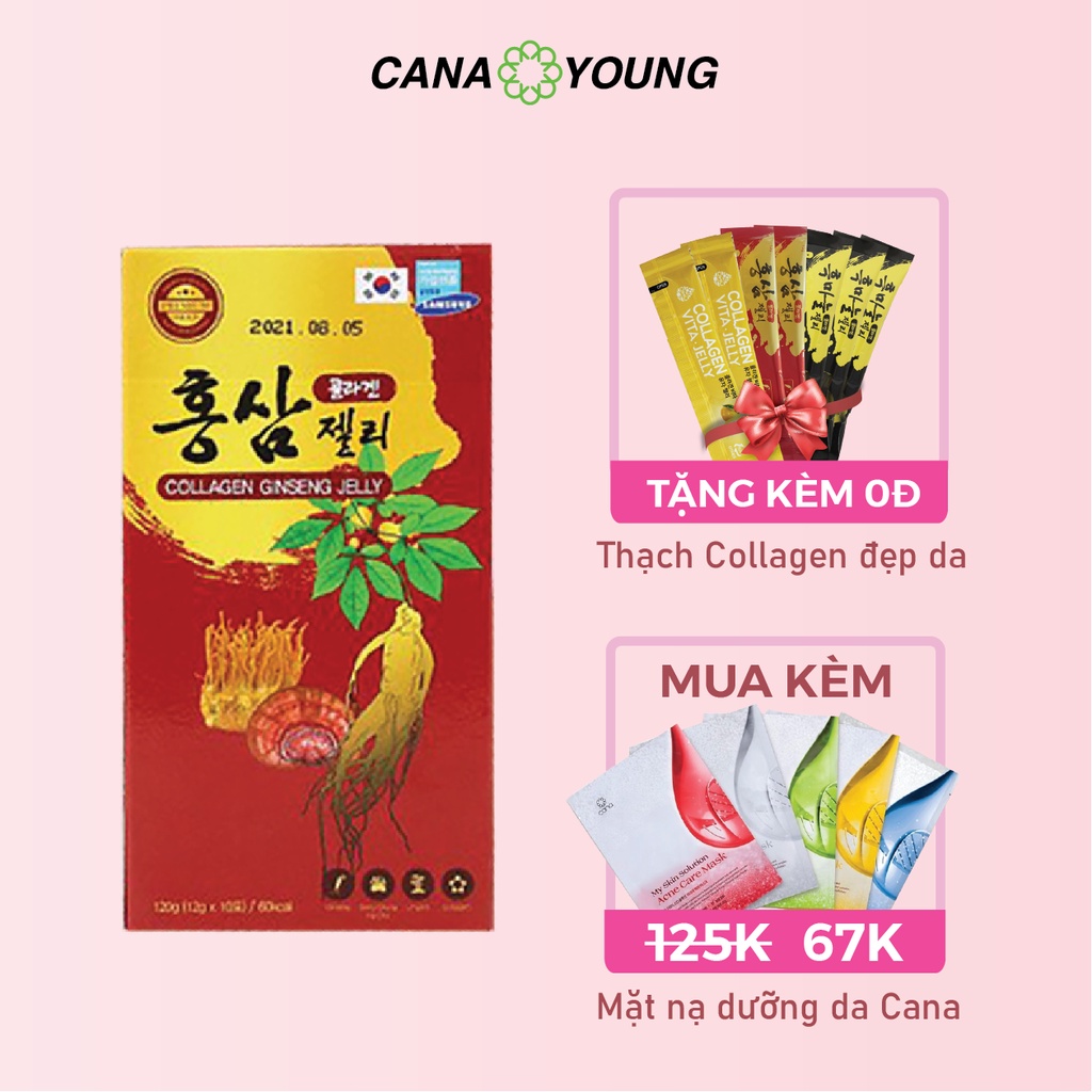 Thạch collagen tinh chất hồng sâm Collagen Gingsen Jelly hỗ trợ làm đẹp da và chống oxy hóa (Hộp 10 gói) | Thế Giới Skin Care