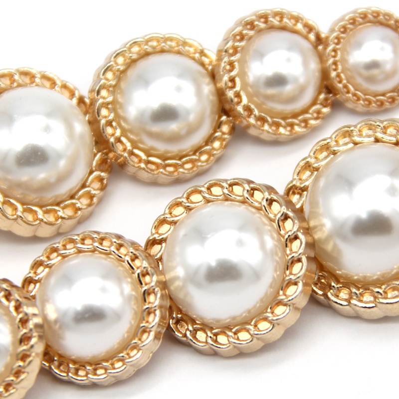 Set 6 Nút Tròn Bằng Kim Loại Mạ Vàng Đính Ngọc Trai Giả Để May Áo Khoác Vest
