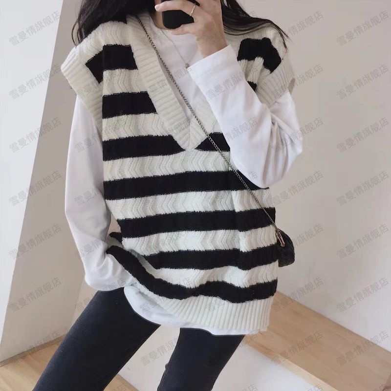 Áo Gile Len Kẻ Ngang Đen Trắng Ulzzang Phong Cách Hàn Quốc H08 ❤️