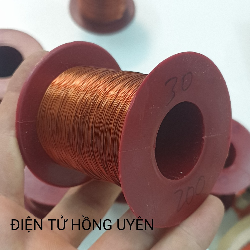 Dây đồng 0.3mm (Giá 200g). Chuyên dùng quấn biến áp cơ, biến áp sạc, mô tơ..Dây đồng chịu nhiệt 220 độ cách điện