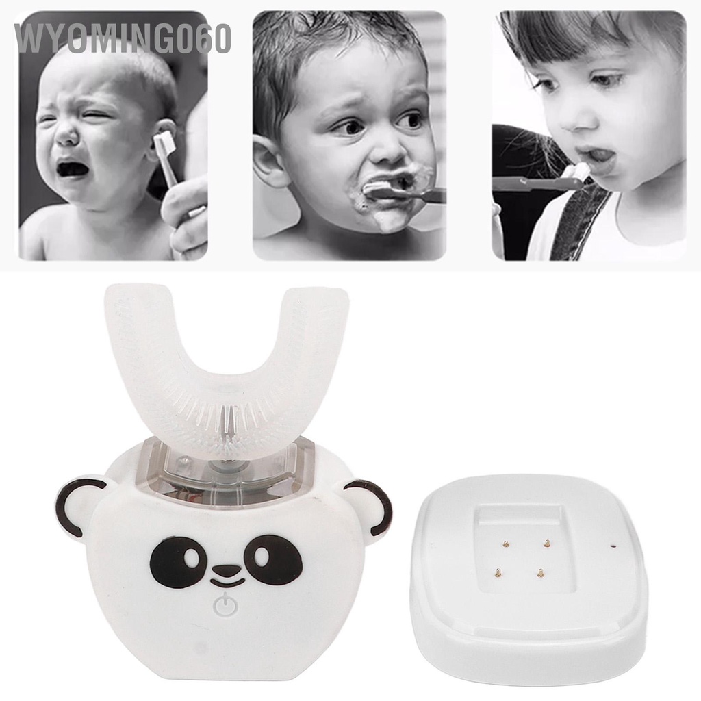 [Hàng Sẵn] Bàn Chải Đánh Răng Điện Silicone Hình Chữ U Xoay 360 Độ Chống Thấm Nước IPX7 Cho Bé【Wyoming060】