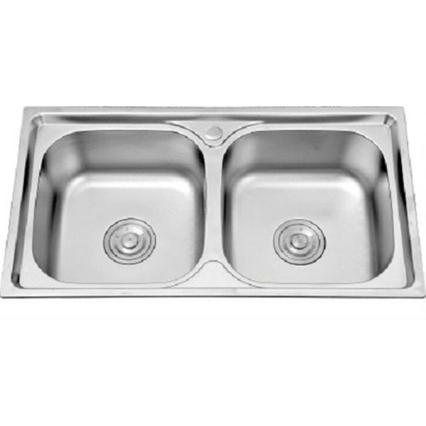 Bồn rửa chén 2 hộc inox kích thước 78x43 kèm bộ xả nước (chưa bao gồm vòi và chân chậu)