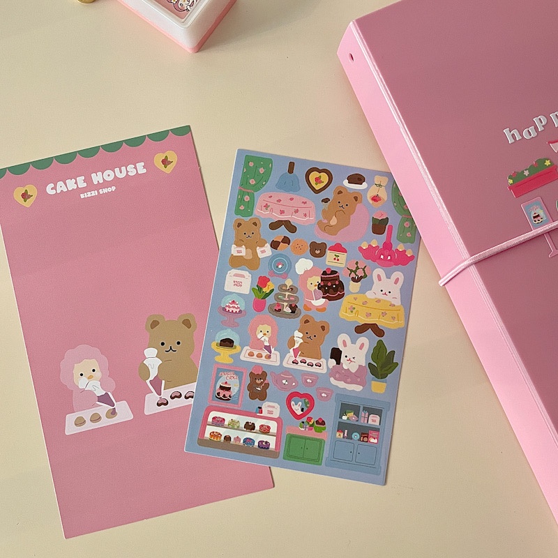 Sticker dán họa tiết quán cà phê đáng yêu DIY